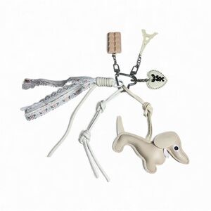 Cute Dog Bag Charm or Keychain with Tassels